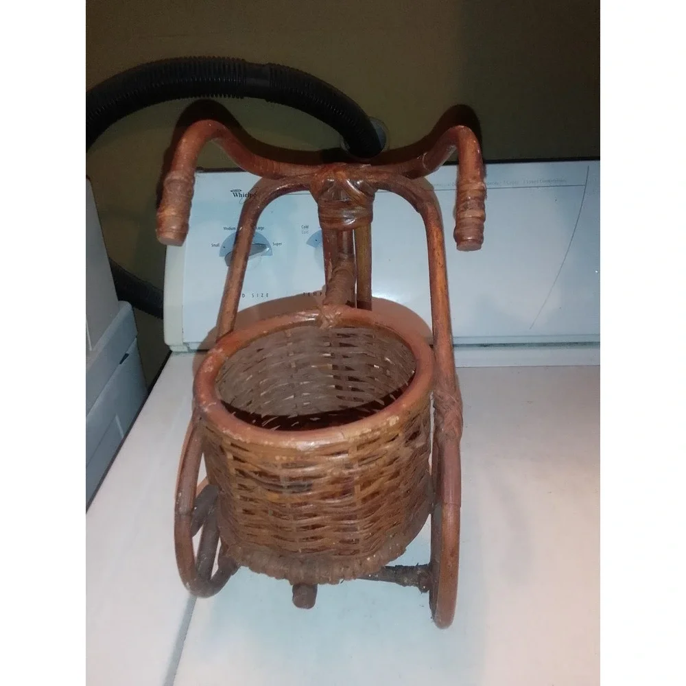 Boho VTG 1950's Bamboo Trycicle Flow Pot Holder 12